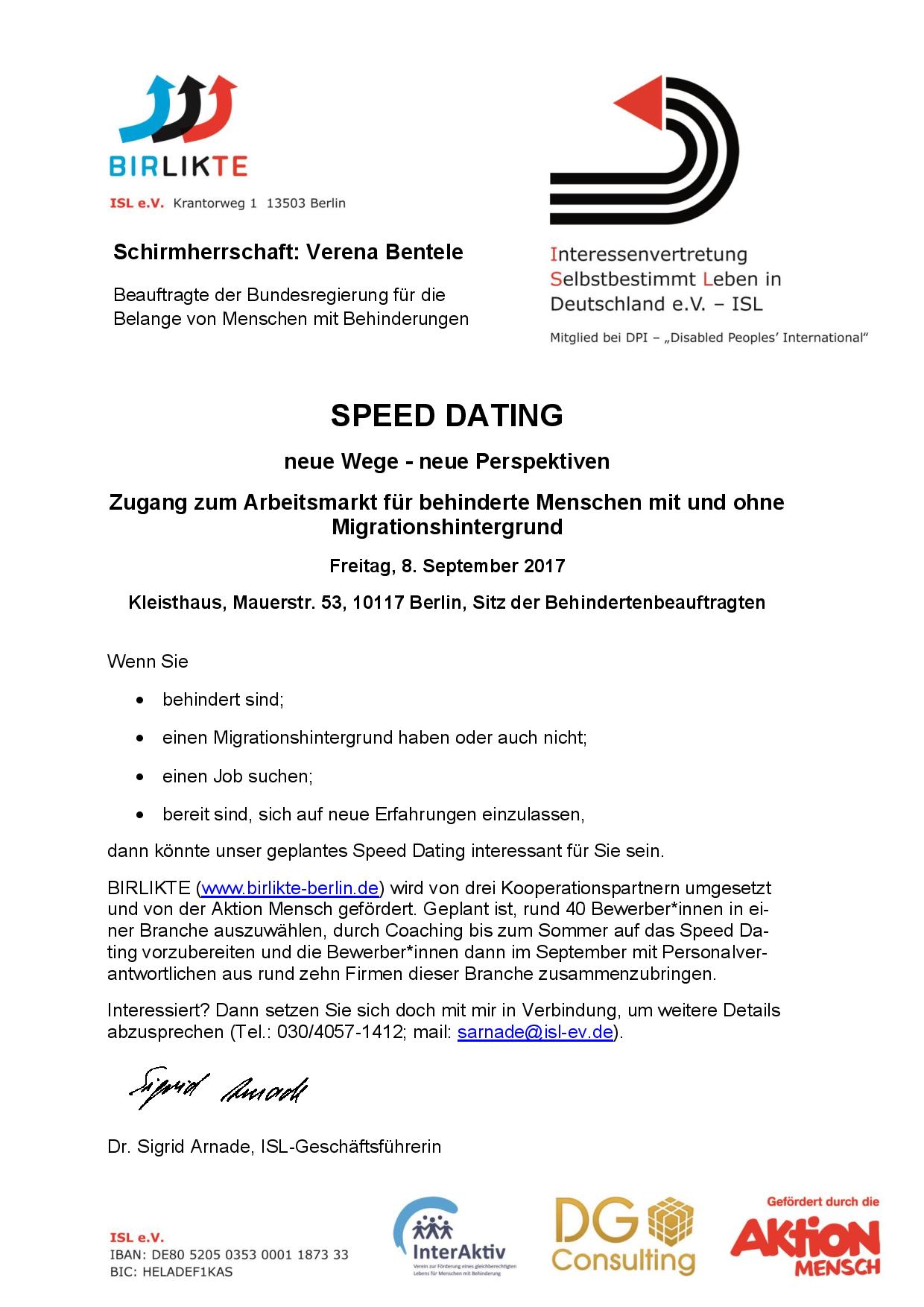 Werbung Speed-Dating